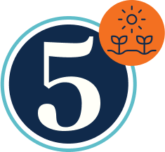 5 with plants growing icon